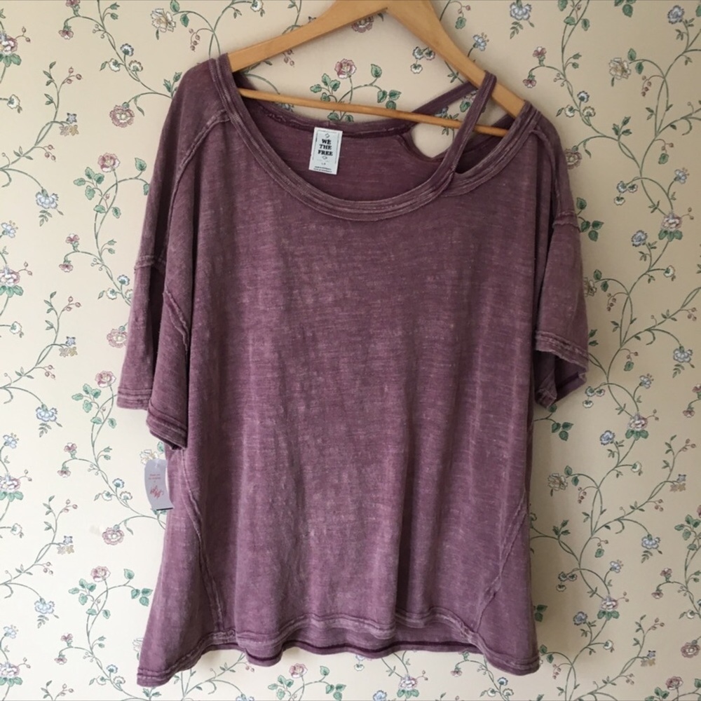 NWT Free People  Alex Split Shoulder Tee